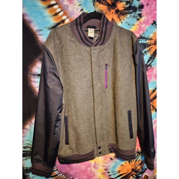 Nike Sportswear NSW Gray, Navy & Purple Wool Destroyer Varsity Jacket Sz Mens XL